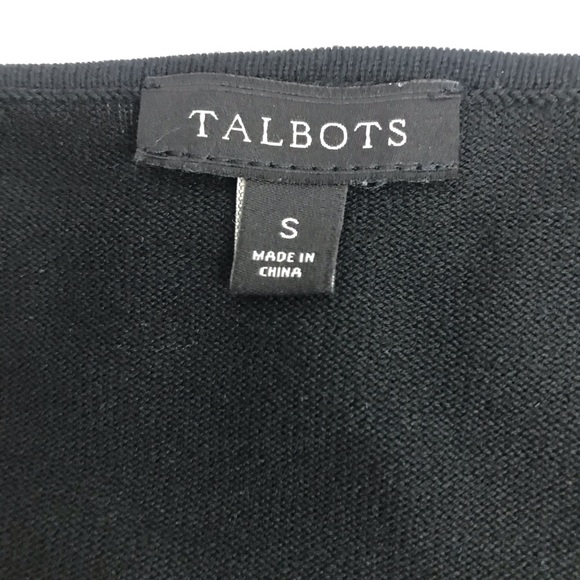 Talbots black vneck embroidered floral sweater Sm - Picture 5 of 6